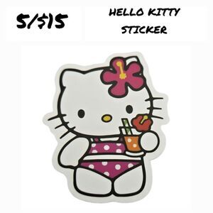Hello Kitty Sticker Self-Adhesive Laptop Water Bottle White Cat Bow Vacation
